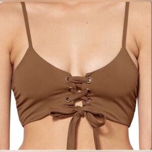 NEW Mara‎ Hoffman Scarlett Camino Tan Tie Front Bikini Top Size XS